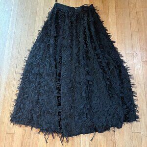Elegant long black feather skirt